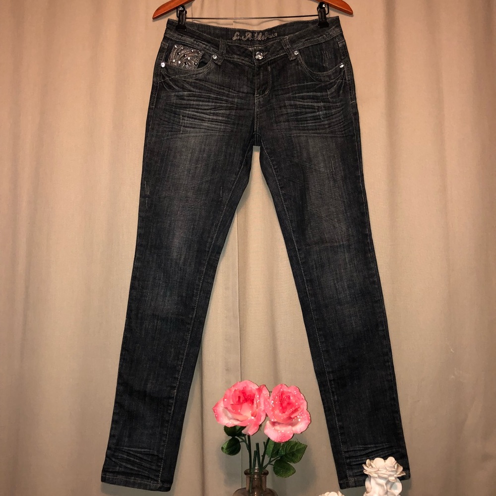 L.A. Idol. Dark washed jeans, embellished